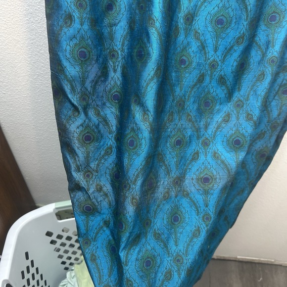 VTG 60s Blue Peacock Maxi Formal Dress Mod Cocktail XS Lily Liang Bangkok Asian - Picture 5 of 14